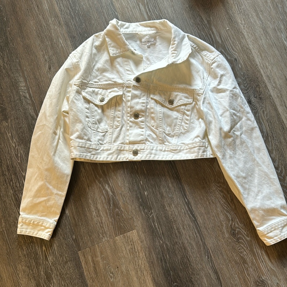 Good American vintage inspired white denim jean jacket cropped M 6/8